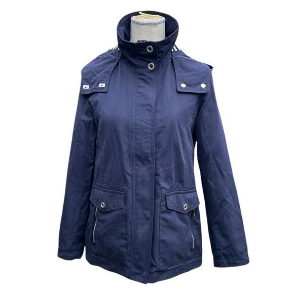 Vintage Esprit Navy Nautical Hooded High Collar Jacket 2 - Picture 1 of 10